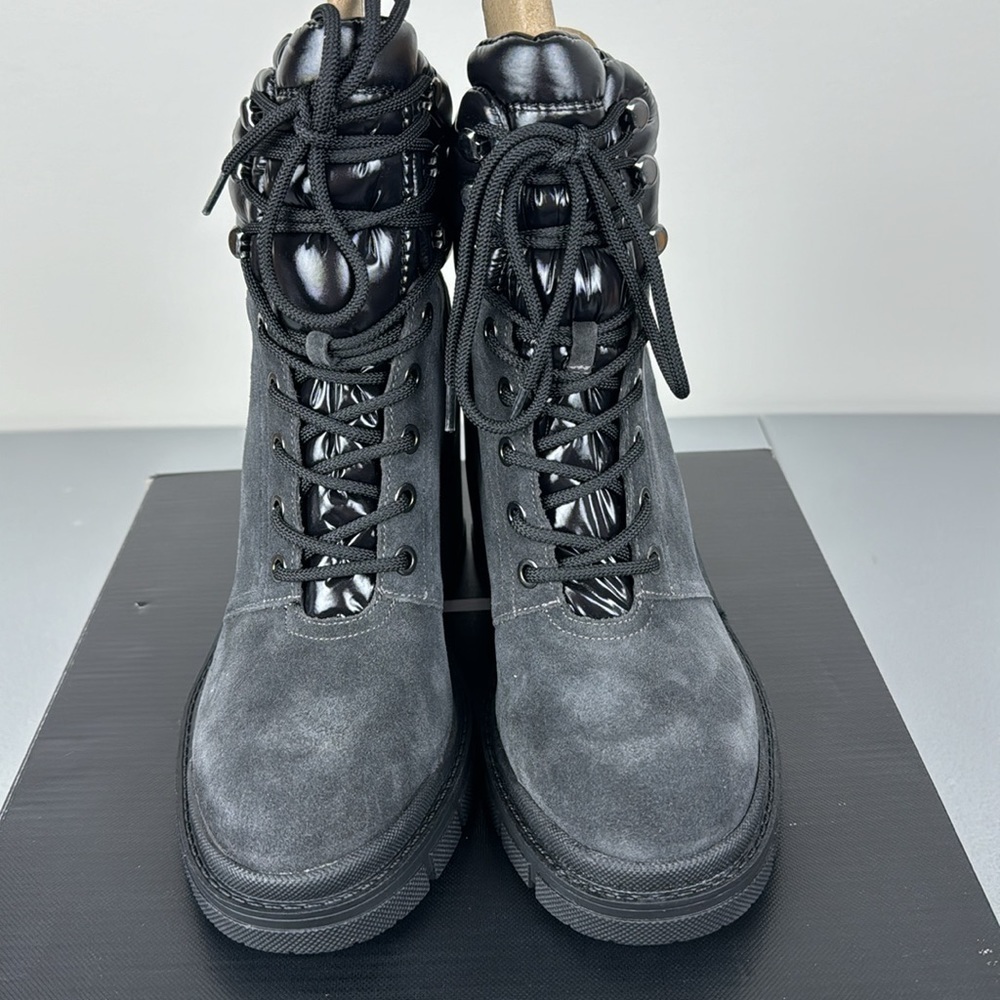 Marc Fisher LTD Velima Mixed Media Heeled Boot. Dark Gray. - Picture 5 of 13